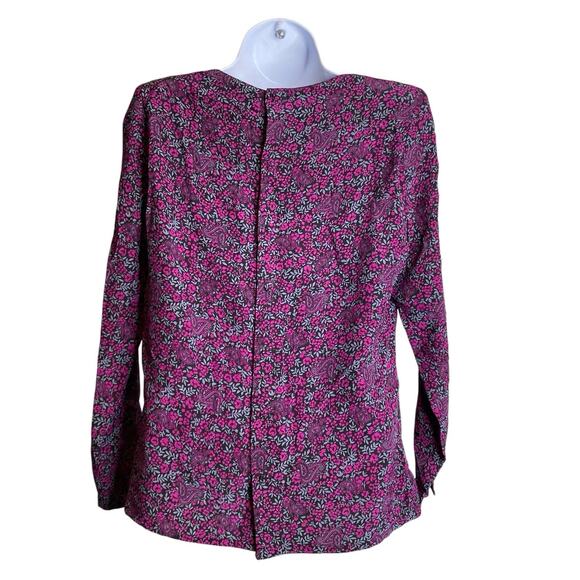 Vintage Cristallo Womens Purple Ditsy Floral Silk Blouse Size 42/10 Boho Italian - Picture 2 of 12